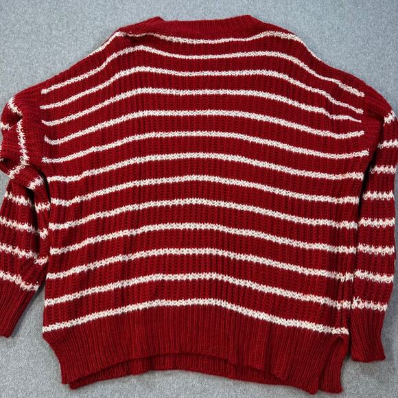 Jodifl Striped Oversize Knit Sweater Women's Large Red/White Crew Neck New - Picture 10 of 10